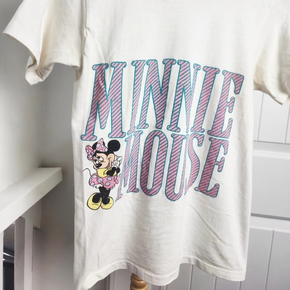 Vintage Disney Character Fashions Minnie Mouse Spellout Tshirt White Pink Small - Picture 7 of 7